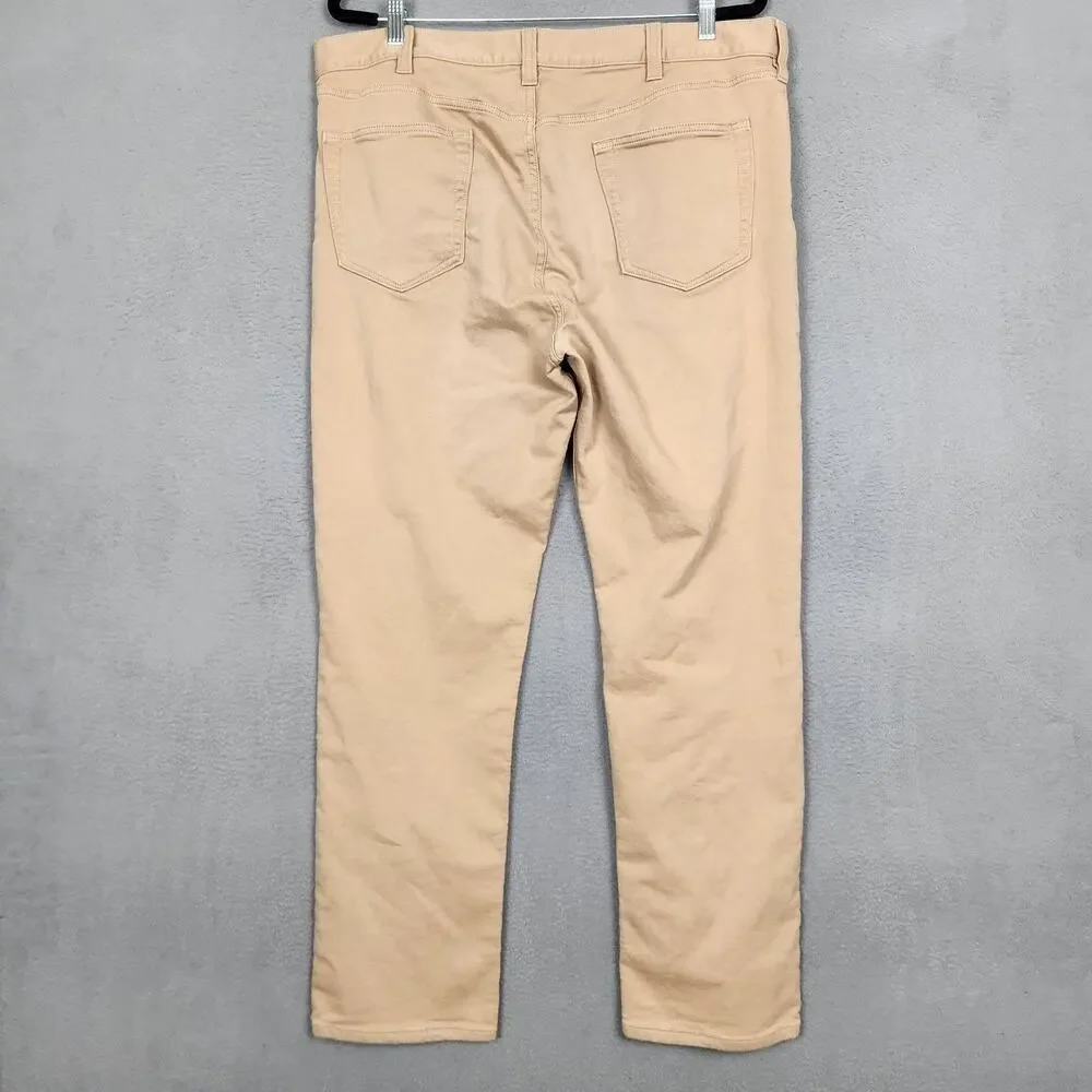 Banana Republic Slim Traveler Jeans Mens 38x32 Beige Slim Straight Stretch Denim